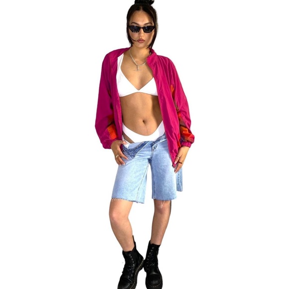 Bright Pink Vintage festival windbreaker medium - Picture 2 of 4